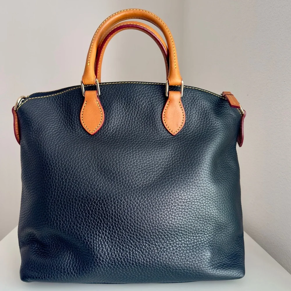 Dooney & Bourke Dillen Double Pocket Large Satchel Pebble Grain Leather Black - Picture 2 of 7